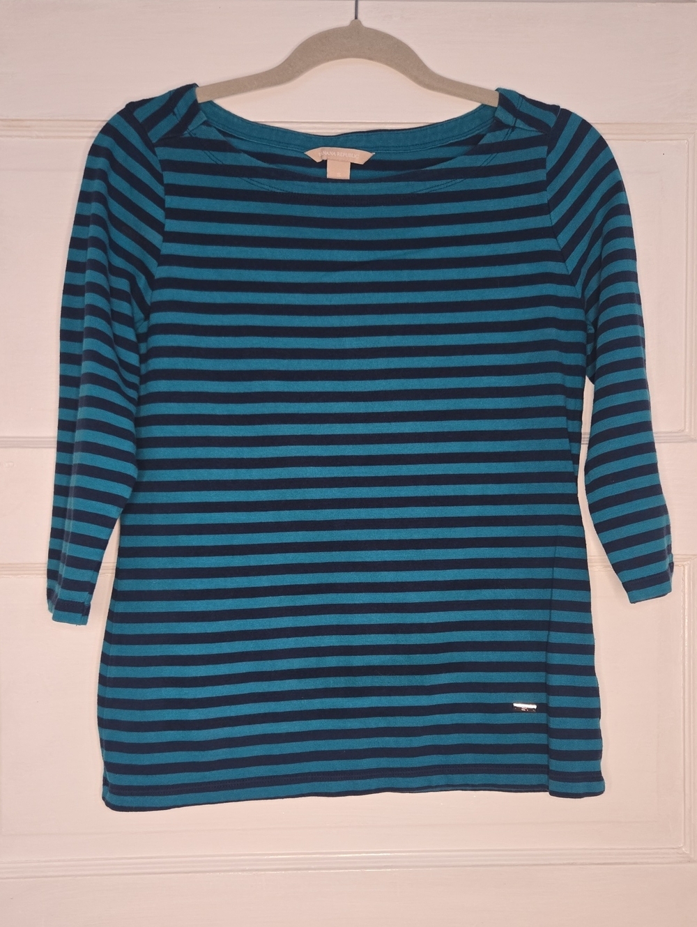 BANANA REPUBLIC Striped Long Sleeve Top Blue & Black Small
